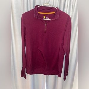 Medium Carhartt slightly fitted long sleeve with a half zip. worn a few time